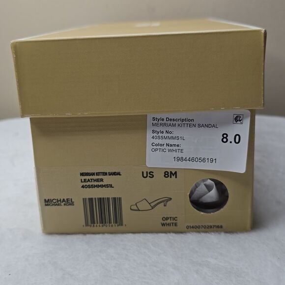 NIB Micheal Micheal Kors Merriam Kitten Sandal White Sz 8 - Picture 8 of 8